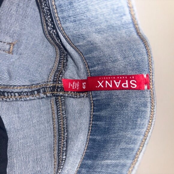 Spanx Distressed Skinny Slimming Jean Pull On Side Stripe Light Wash Blue Size S - Picture 6 of 15